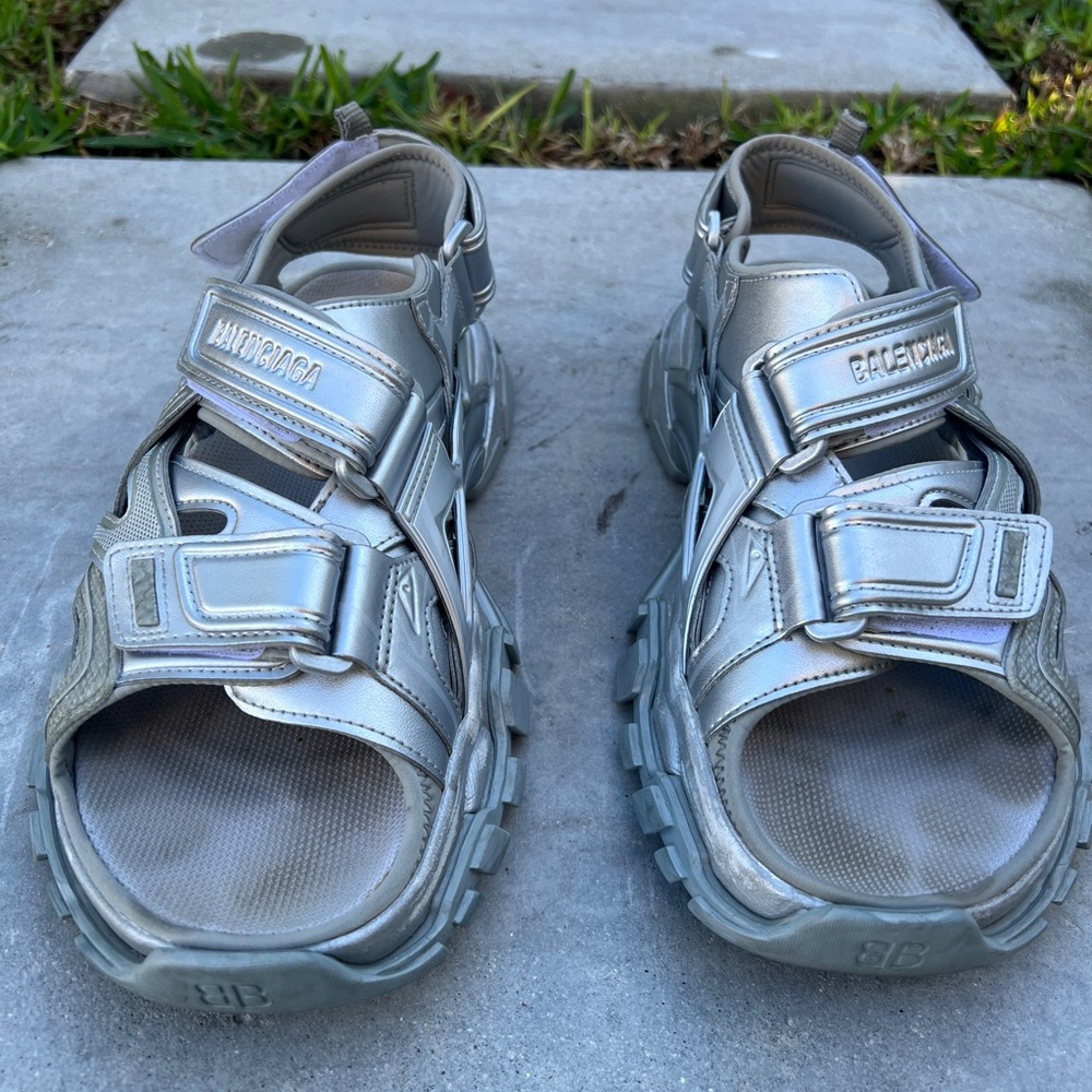 Silver Women’s  Balenciaga Track Sandals {Preloved} - Picture 2 of 5